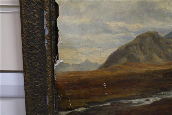 A Victorian oil on canvas, moorland scene, monogrammed VC, dated 1874, 14cm x 60cm